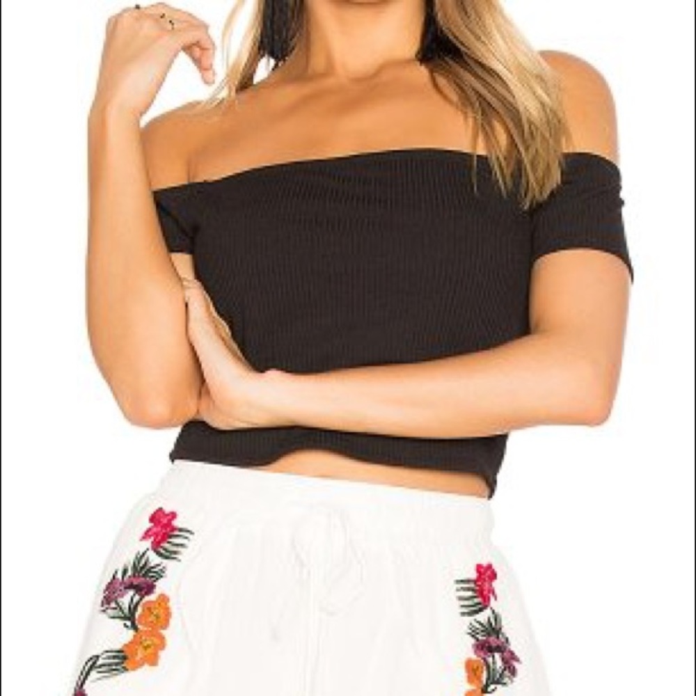 🆕 Privacy Please Black Ribbed Crop Top Sz XS